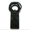 NYFASHION101 Don't Hate My Swag Wood Plaque Pendant 36" Wooden Bead Chain Necklace, Black view 1