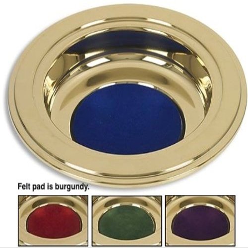 Brass Tone Offering Plates (Burgundy Felt Pad)