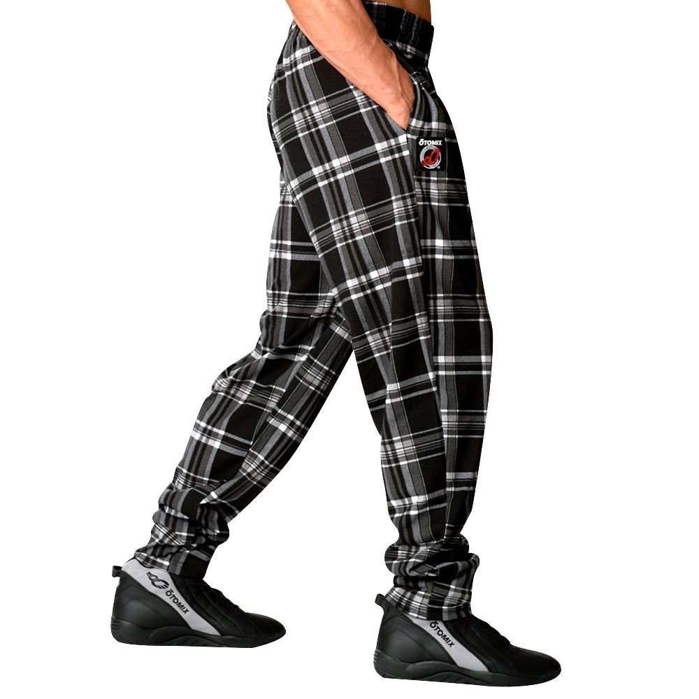 Otomix Men's Baggy Bodybuilding Workout Pants Plaid (Large)