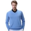 Monterey Club Men's Fine Gauge Knit V-Neck Sweater #1948 (Sky Blue, Large) view 1