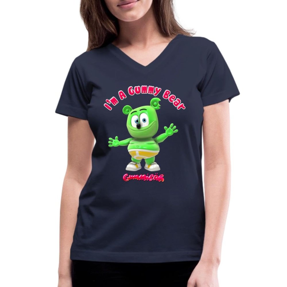 Spreadshirt Gummibr I'm A Gummy Bear Official Merch Women's V-Neck T-Shirt, XL, Navy