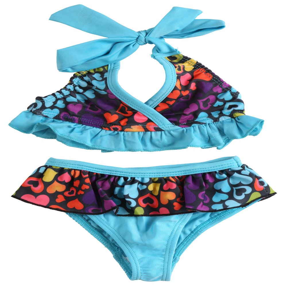 Pink Platinum Girls UV Protection Two Piece Bikini Set Swimwear- Black (Size 2T)