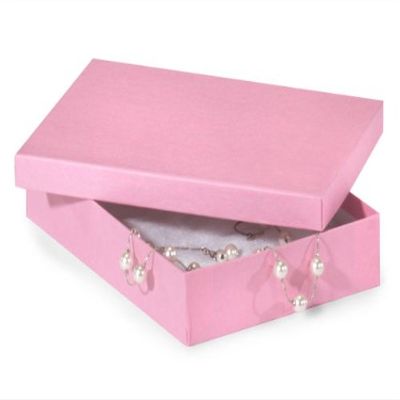 7x5x1-1/4" PINK Jewelry Boxesw/Non-Tarnish Cotton (1 unit, 100 pack per unit.)