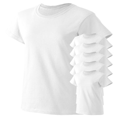 Gildan Women's Classic Comfort Bottom Hem Jeresy T-Shirt, White, XS (Pack of 6)