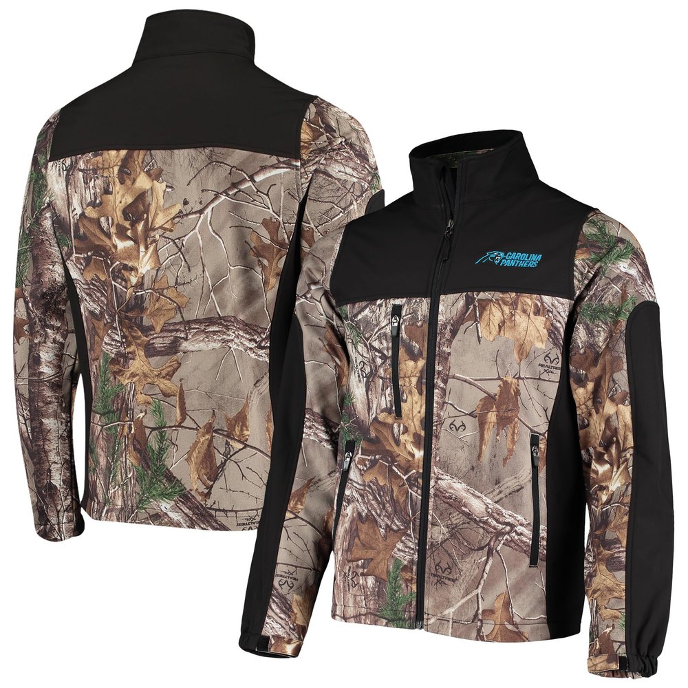Dunbrooke Men's Realtree Camo/Black Carolina Panthers Circle Hunter Softshell Full-Zip Jacket