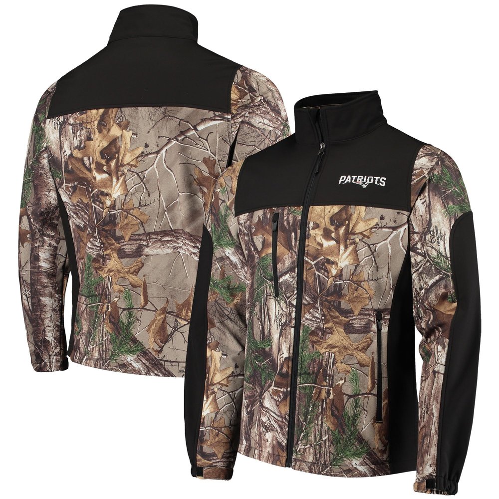 Dunbrooke Men's Realtree Camo/Black New England Patriots Circle Hunter Softshell Full-Zip Jacket