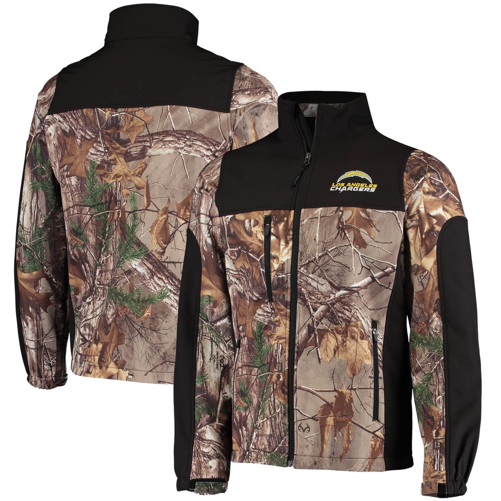 Dunbrooke Men's Realtree Camo/Black Los Angeles Chargers Circle Hunter Softshell Full-Zip Jacket