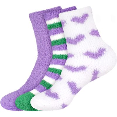 BambooMN - Women's (3 Pairs) Soft Warm Fuzzy Solid/Heart/Stripe Socks - Assortment FF
