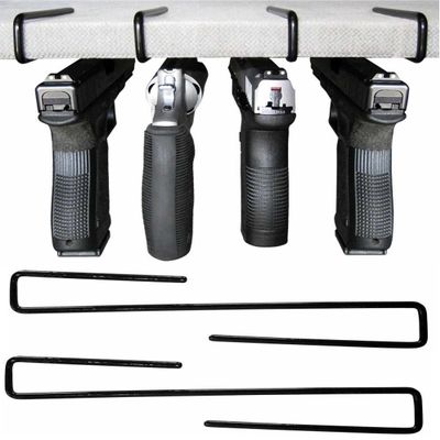 Ultimate Arms Gear Pack of 2 Black Coated Steel Construction Easy Use Revolver Pistol Gun Handgun Firearm Storage Shelf Rack Stand Holder Single Barrel Mount For Mounting Anywhere Hanger