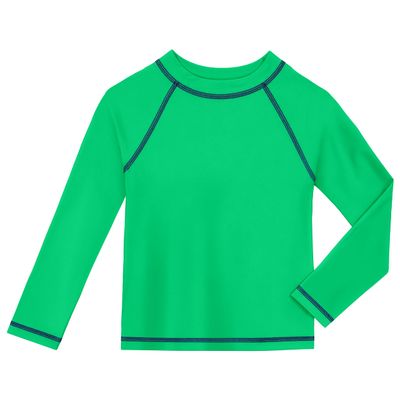 City Threads Rash Guard for Boys SPF 50+ Made in USA, Long Sleeve Swim Shirt with Sun Protection (Elf Green, 3T)