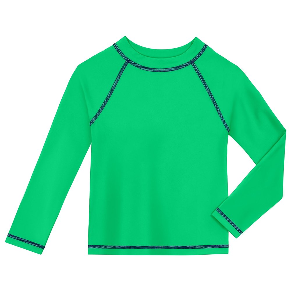 City Threads Rash Guard for Boys SPF 50+ Made in USA, Long Sleeve Swim Shirt with Sun Protection (Elf Green, 3T)