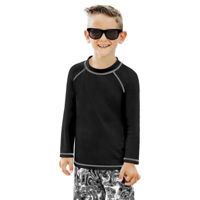 City Threads Boys Rashguard Swim Shirt UPF 50+ Soft Comfortable Durable Sun Protection Made in USA, Black, 2T