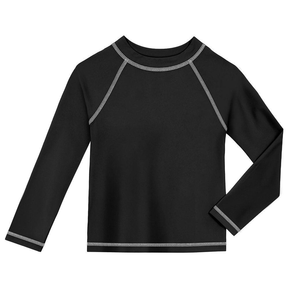 City Threads Rash Guard for Boys SPF 50+ Made in USA (L/S Black, 5y)