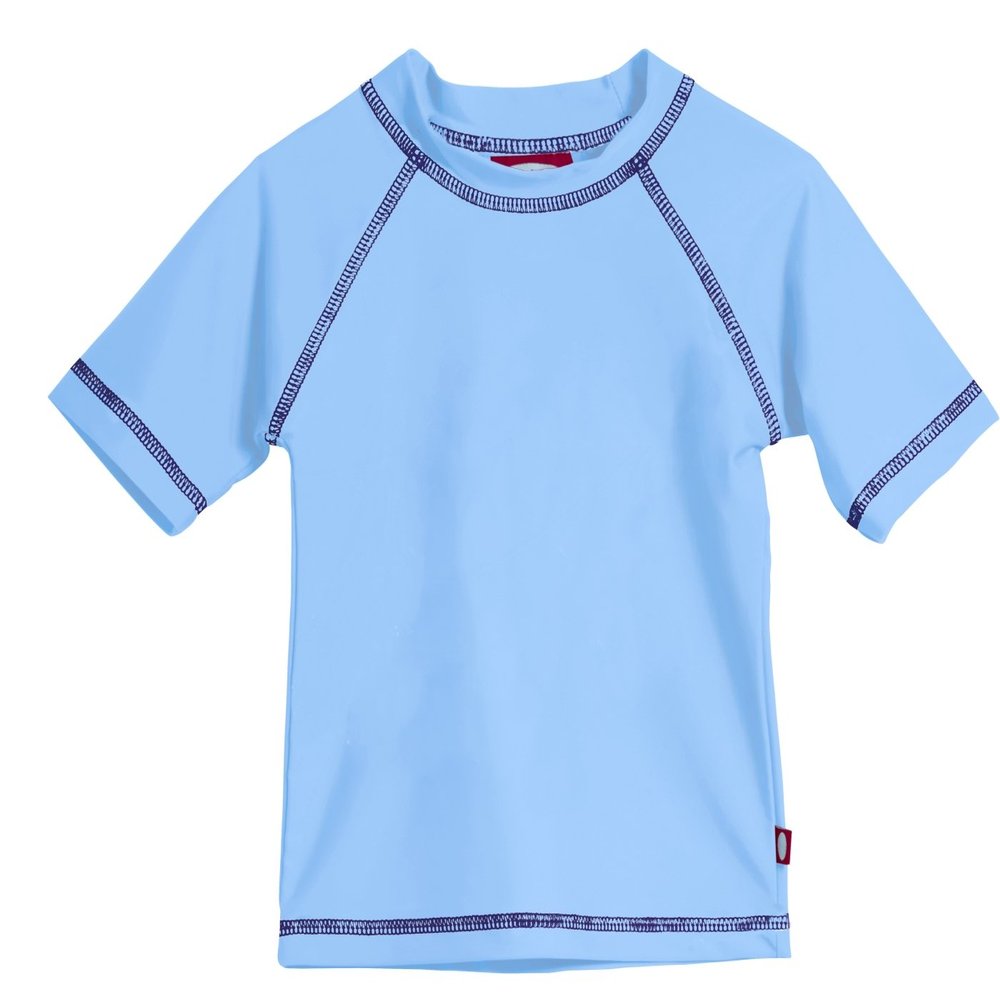 Made in USA Little Boys and Girls Solid Rashguard Swimming Tee Shirt Rash Guard SPF UPF Sun Protection for Summer Beach Pool and Play, Bright Lt. Blue, 3T, S/S