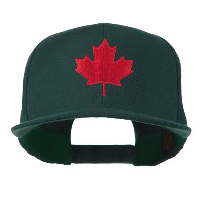 Canada Maple Leaf Embroidered Flat Bill Cap - Spruce OSFM Green