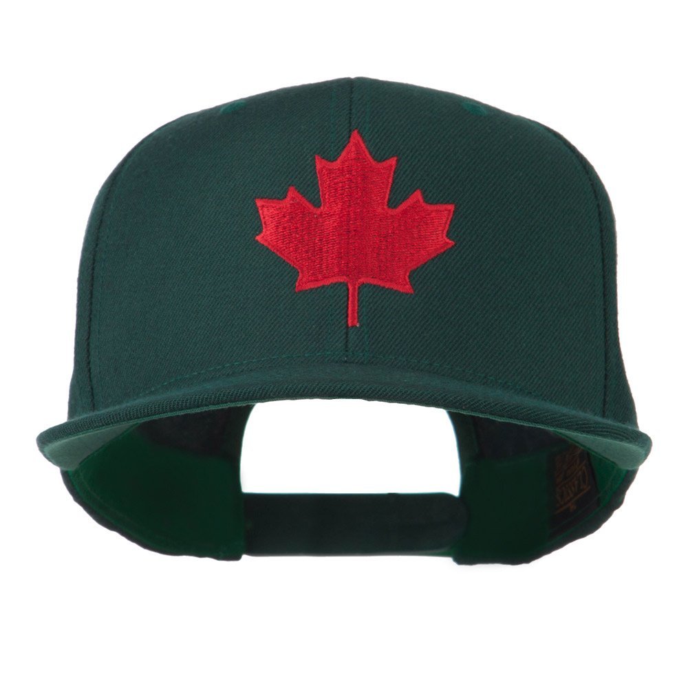 Canada Maple Leaf Embroidered Flat Bill Cap - Spruce OSFM Green