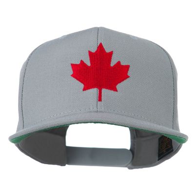 Canada Maple Leaf Embroidered Flat Bill Cap - Silver OSFM
