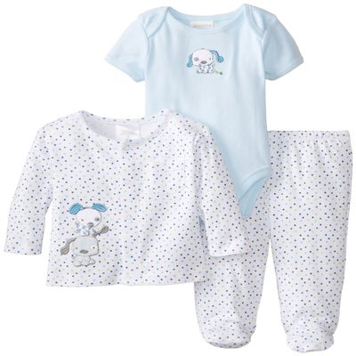 Absorba Baby-Boys Newborn B 3 Piece Jacket Set Puppy, White, 6-9 Months