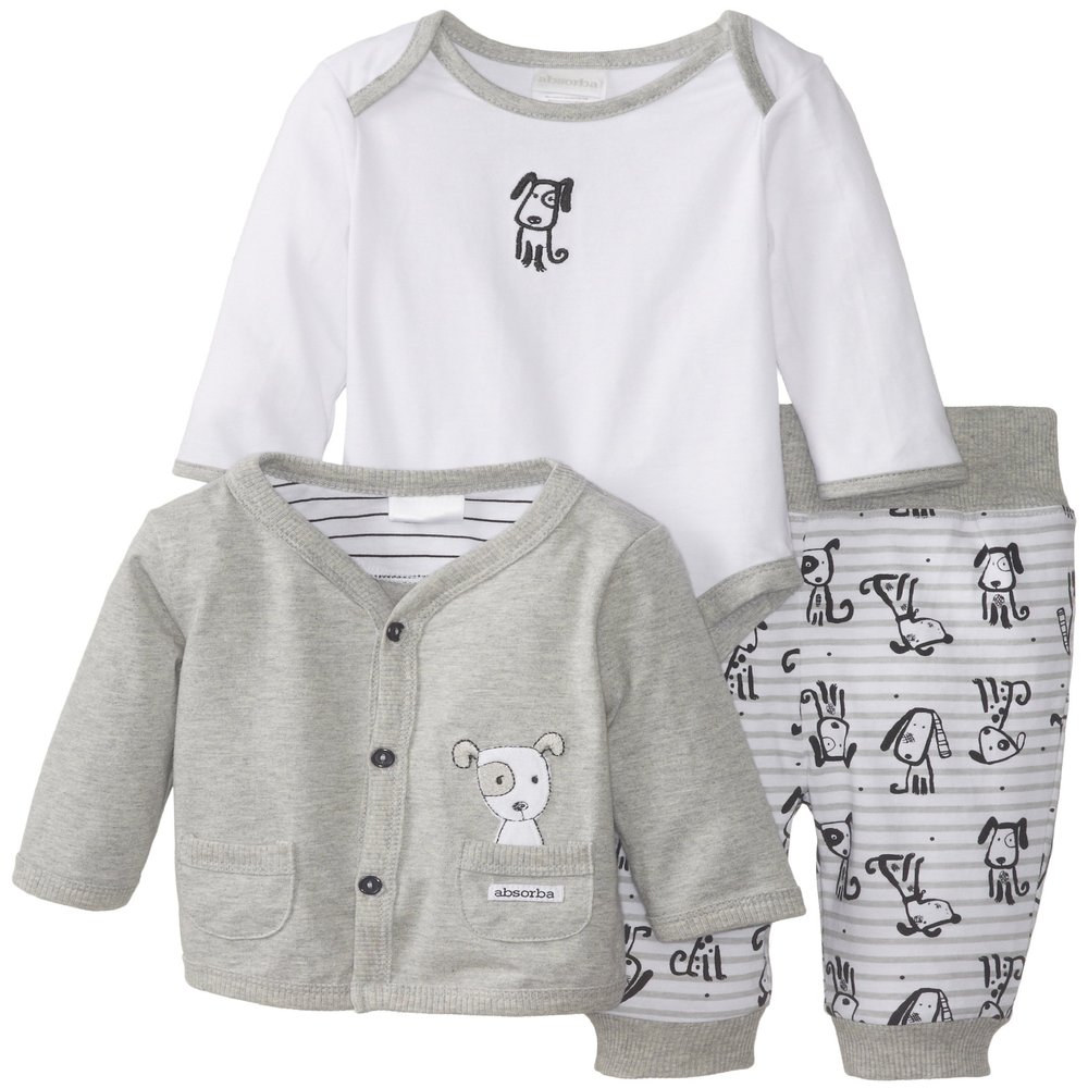 Absorba Baby-Boys Newborn B Puppy Jacket Set, Grey, 3-6 Months