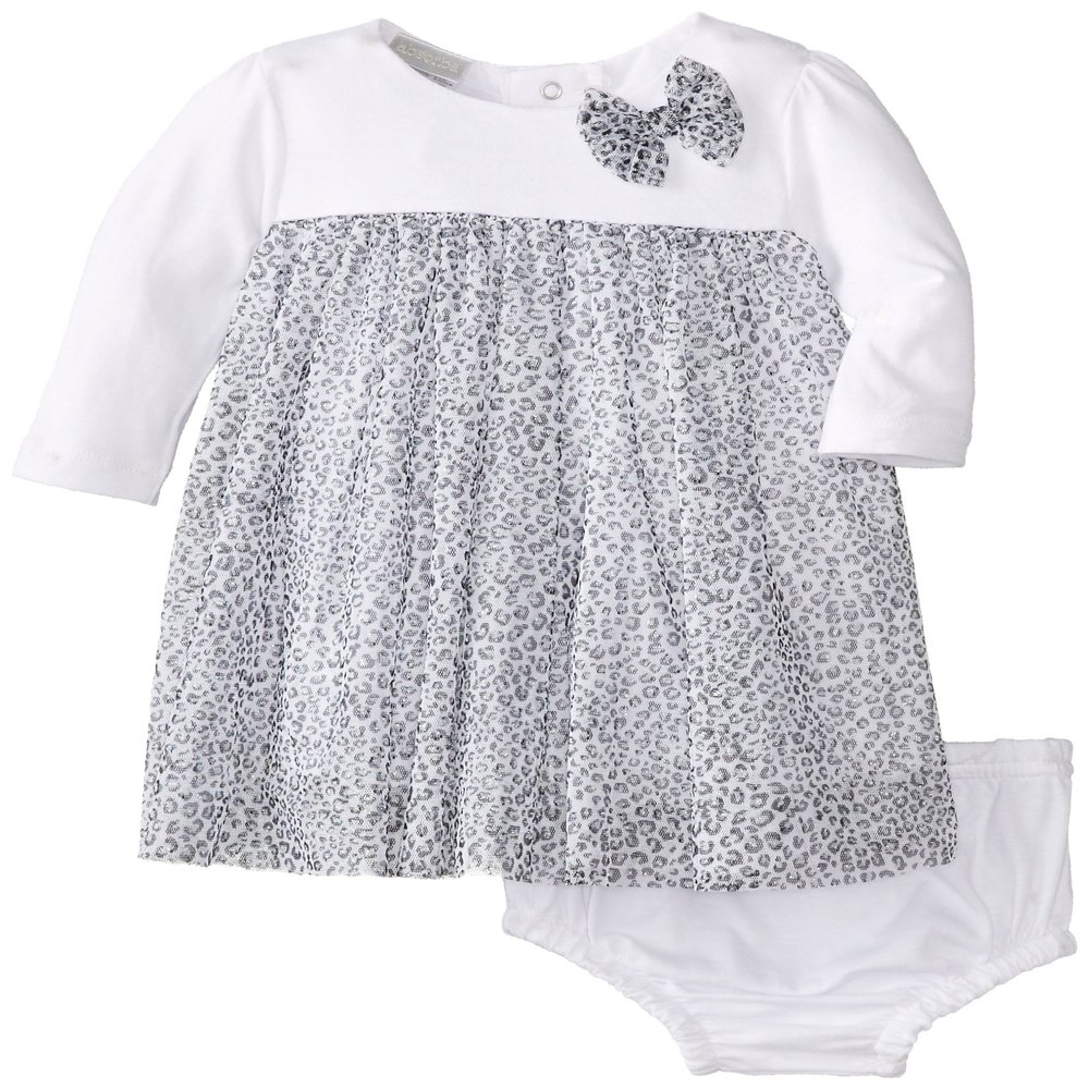 Absorba Baby-Girls Newborn G Black and White Leopard Print Dress with Panty, Printed, 6-9 Months