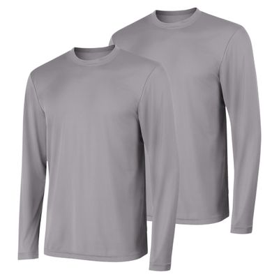 Hanes Men's Long Sleeve Cool Dri T-Shirt UPF 50+, XX-Large, 2 Pack ,Graphite