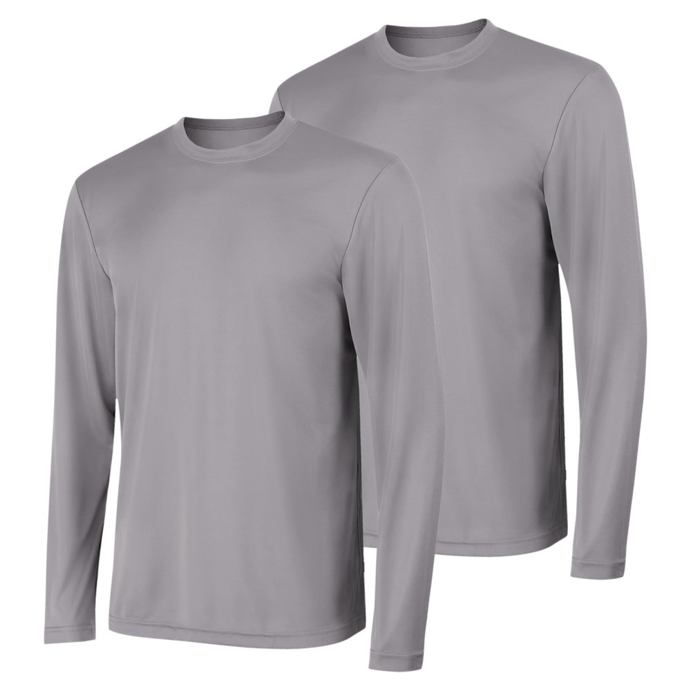 Hanes Men's Long Sleeve Cool Dri T-Shirt UPF 50+, XX-Large, 2 Pack ,Graphite