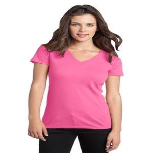District - Juniors The Concert Tee V-Neck. DT5501 Neon Pink