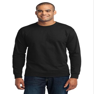 Port & Company Tall Long Sleeve 50/50 Cotton/Poly T-Shirt. PC55LST Jet Black