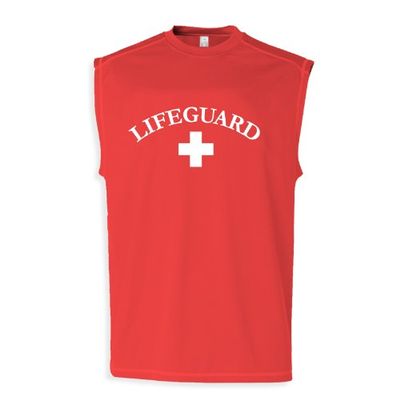 Lifeguard Muscle Tee - Lifeguard Logo,Red,L