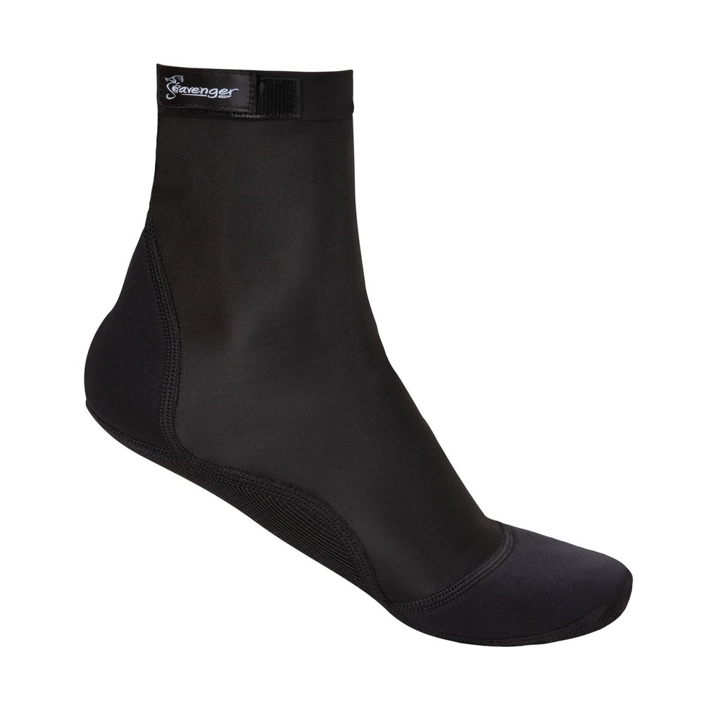 Seavenger High Cut Beach Socks with Grip Sole for Sand, Volleyball, Snorkeling, Diving, Wading (Black, X-Large)