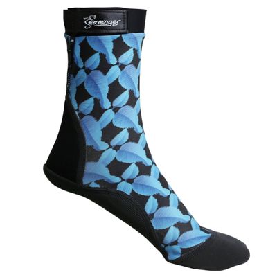 Seavenger High Cut Beach Socks with Grip Sole for Sand, Volleyball, Snorkeling, Diving, Wading (Blue Robin, 2X-Large)
