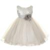 Absolutely Beautiful Sequined Bodice with Double Tulle Skirt Party flower Girl Dress-KD305-Silver-M view 1