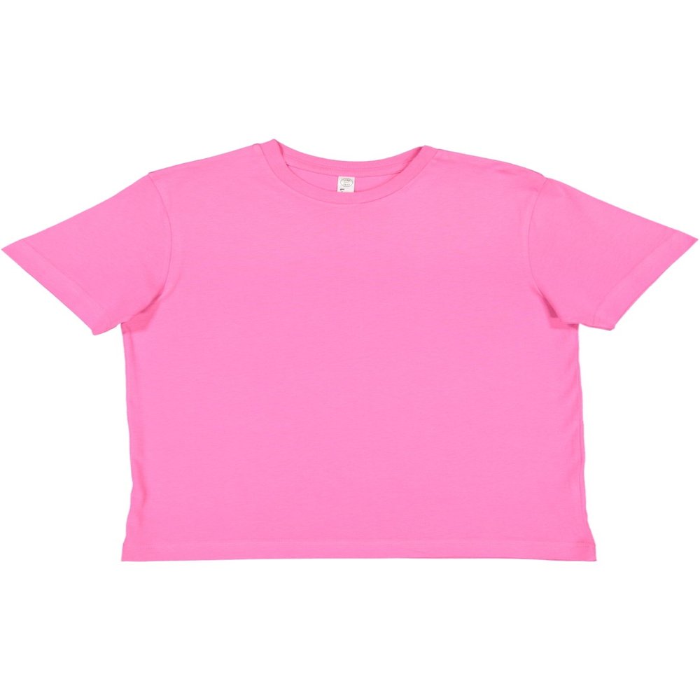LAT Youth 100% Cotton Jersey Crew Neck Short Sleeve Tee, Raspberry, Large