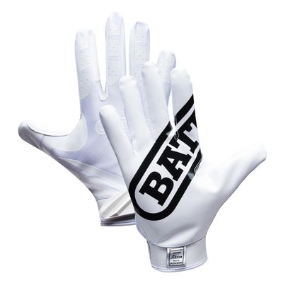 Battle Sports Double Threat Wide Receiver Football Gloves - Adult and Youth Football Gloves - Ultra Stick Gloves - Youth Small, White