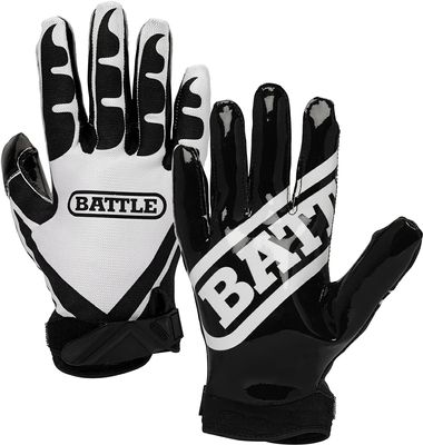 Battle Sports Ultra-Stick Wide Receiver Football Gloves - Adult & Youth Football Gloves - Adult X-Large, Black/White