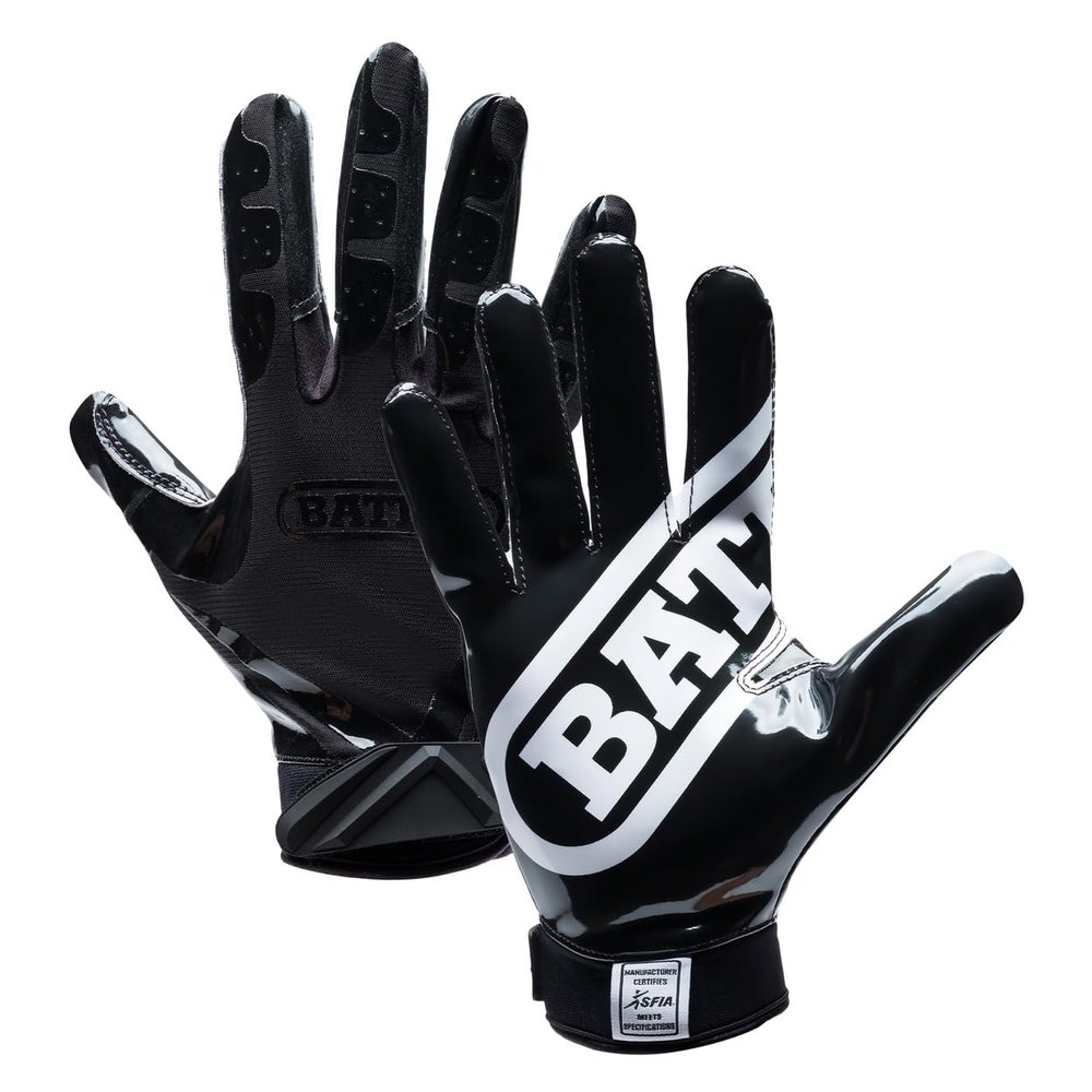 Battle Sports Double Threat Wide Receiver Football Gloves - Adult and Youth Football Gloves - Ultra Stick Gloves - Adult Small, Black