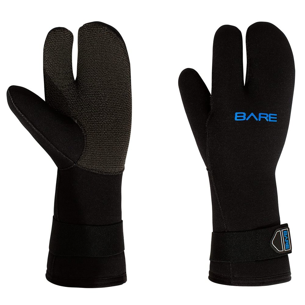Bare 7MM K-Palm 3-Finger Mitt | Designed for Scuba Diving in Colder Waters | 3 Finger Design Provides Extra Warmth | Kevlar Material Covers Glove to Provide Additional Abrasion Protection | 2XS
