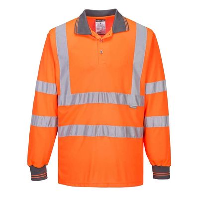 Portwest S277 Comfortable Reflective Hi Vis Polo Shirt L/S Orange, Medium
