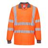Portwest S277 Comfortable Reflective Hi Vis Polo Shirt L/S Orange, Medium view 1