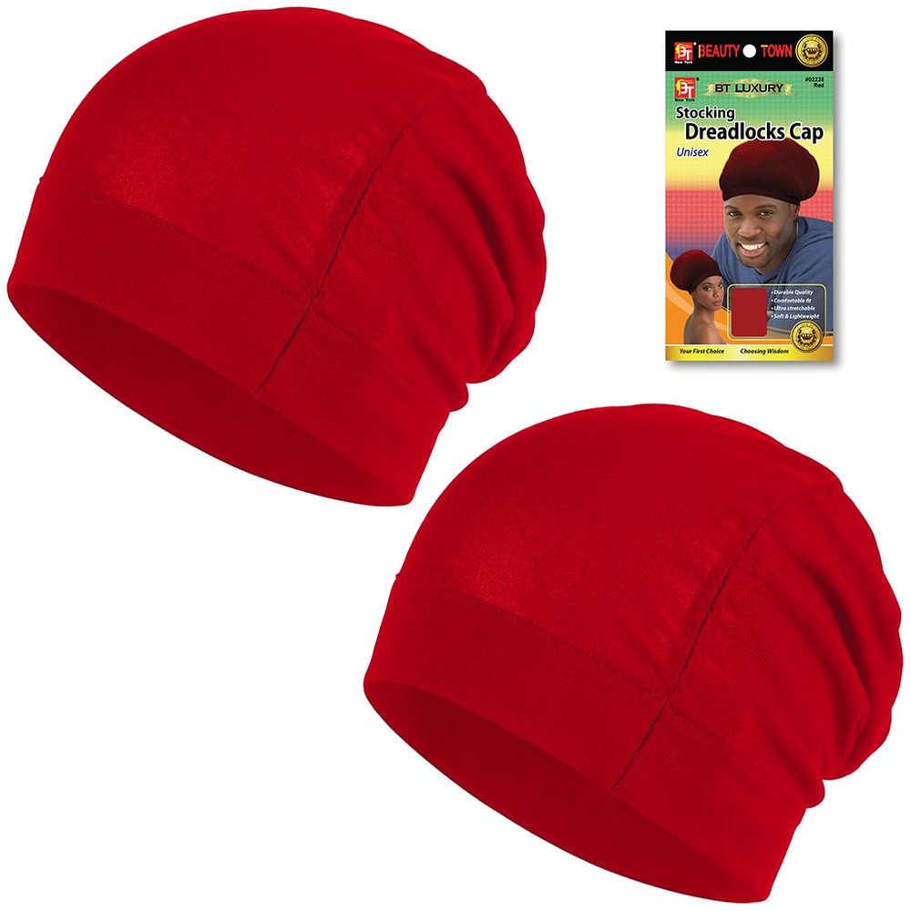 Unisex Stretchable Dreadlocks Cap Soft, Lightweight, Durable, and Comfortable for Nighttime Wear (US, Alpha, One Size, Big, Red)