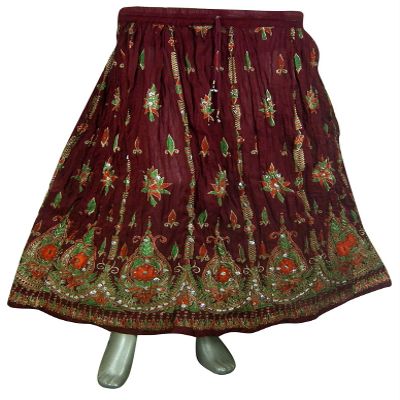 Womens Rayon Skirt Designer Spring Summer India Clothing (Maroon)