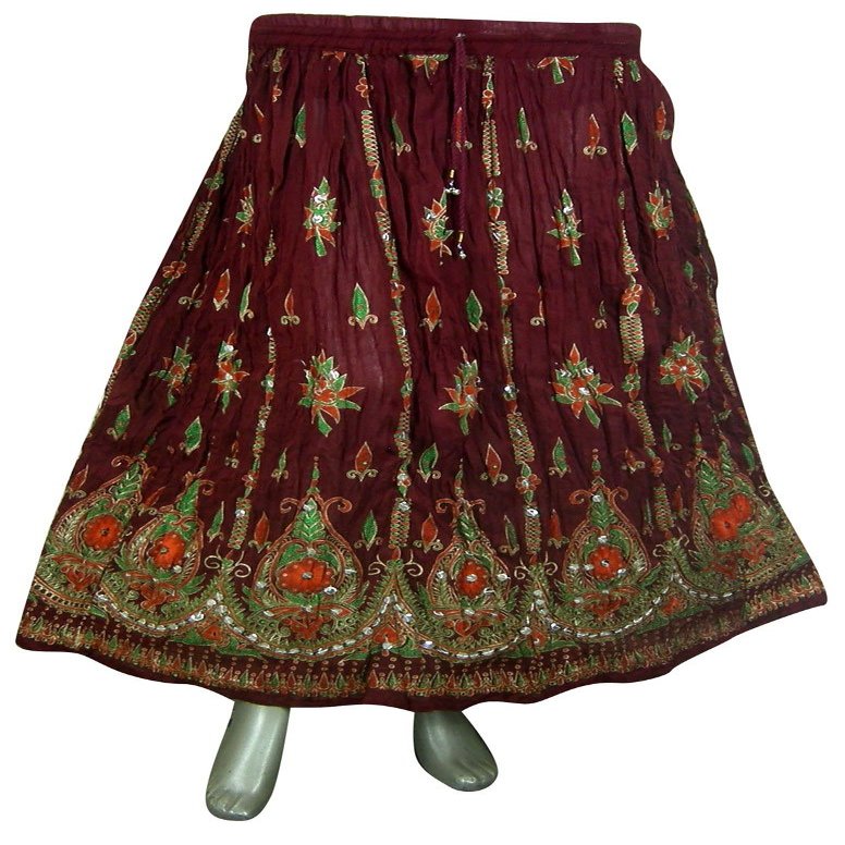 Womens Rayon Skirt Designer Spring Summer India Clothing (Maroon)