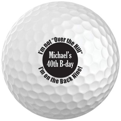 Exposures Custom White Golf Balls Set of 6 - Gifts for Birthdays, Stocking Stuffers, Party Favors - Over The Hill Design
