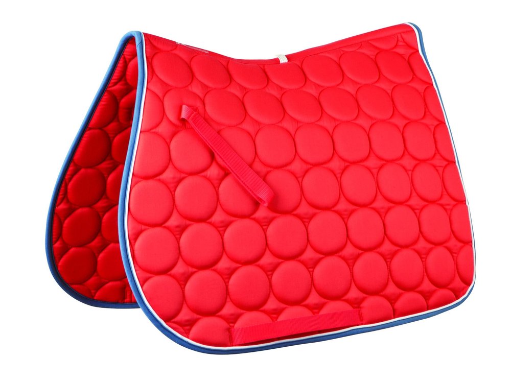 Roma Circle Quilt All Purpose Saddle Pad, Red Orange/White/Dark Denim, Full