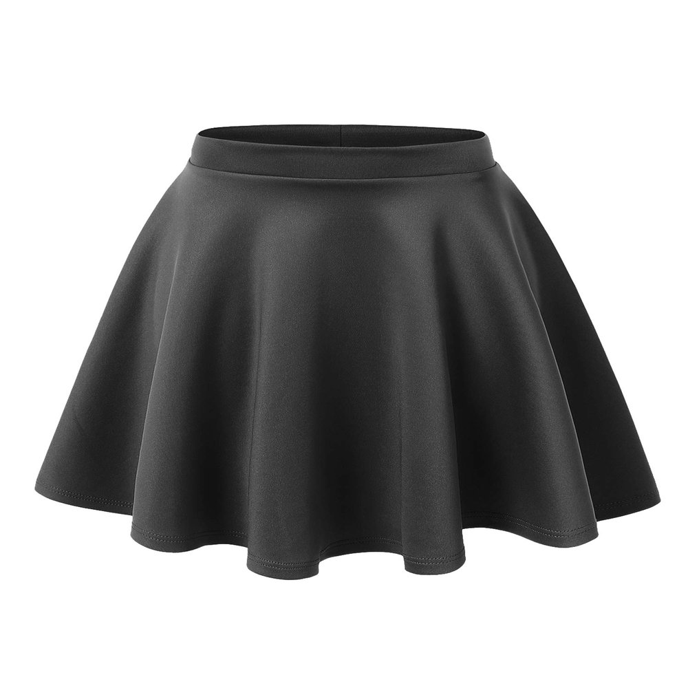 MBJ WB211 Women's Basic Versatile Stretchy Flared Skater Skirt for Girl L Charcoal