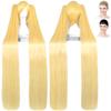 CaseEden AKB0048 VOCALOID Cosplay Wig, Hatsune Miku Gold Miku P-Style CG, Abokunel, Abokunel, Yuka Ichijo & Vance, 47.2 inches (120 cm), Mixed Gold, Blonde, White Merce Wig Net, Set of 2 view 1