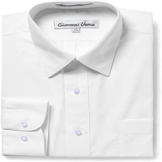 Gentlemens Collection Men's 1909 Long Sleeve Regular Fit Dress Shirt - White - 14.5 2-3