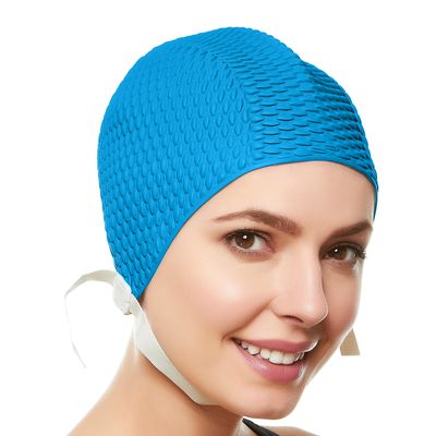 Beemo Swim Cap Women Chin Strap Swimming Caps- Light Blue