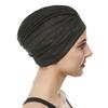 Beemo Swim Caps for Women Swimming Turban Polyester Latex Lined Pleated for Ladies - Black view 3
