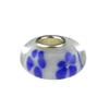 Universal Glass Bead White With Blue Flowers Beads view 1